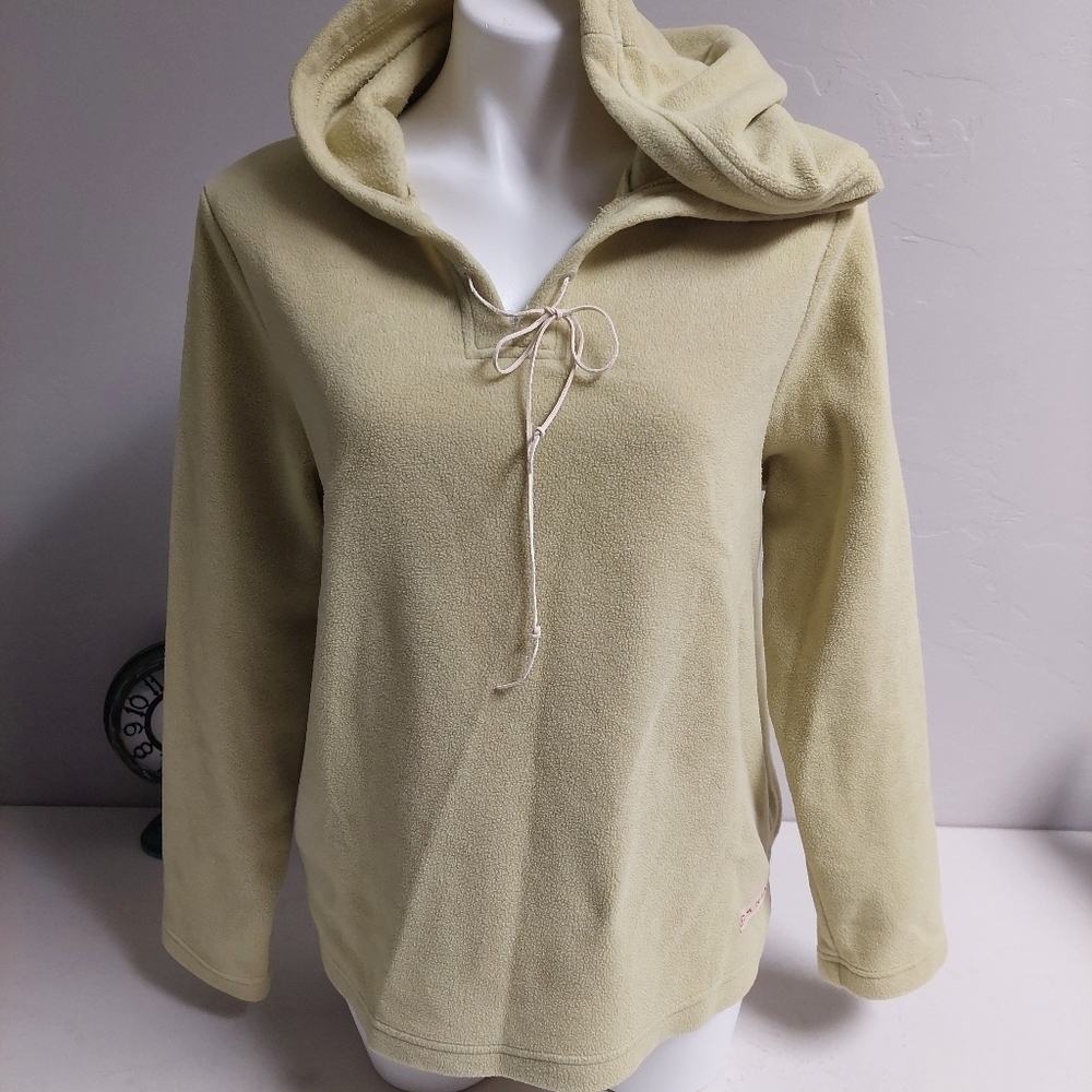 DAKINI Lime Green Sweater L Top Fleece Performance Soft‎ Minimalist Hoddie Lace